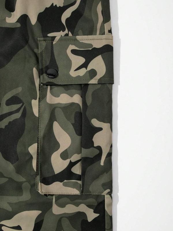 Men's Camo Print Pocket Drawstring Cargo Pants, Regular Fit Street Fashion Casual Elastic Waist Trousers for Daily Wear, 2000s Pants, Men's Bottoms for All Seasons