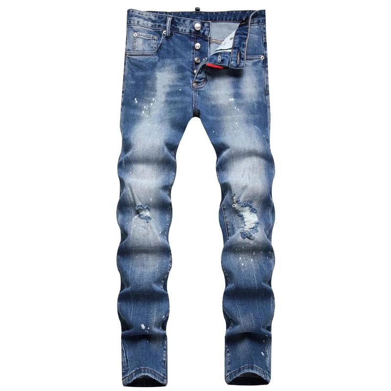 Dsq2 Men's Ripped Jeans Luxury Brand Men Skinny Jeans  Light Blue Holes Long Trousers Quality Male Fashion Stretch Slim Pants D2