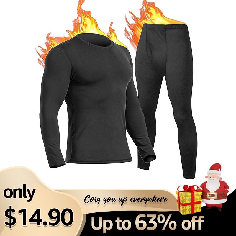 UNIQUEBELLA Men's Thermal Underwear Sets Top & Long Johns Fleece Sweat Quick Drying Thermo Base Layer,Halloween&Christmas Decor,Christmas Gifts thermal underwear