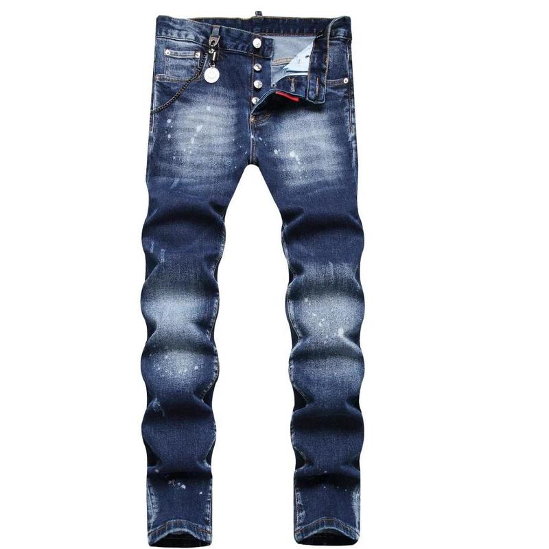 Dsq2 Men's Ripped Jeans Luxury Brand Men Skinny Jeans  Light Blue Holes Long Trousers Quality Male Fashion Stretch Slim Pants D2