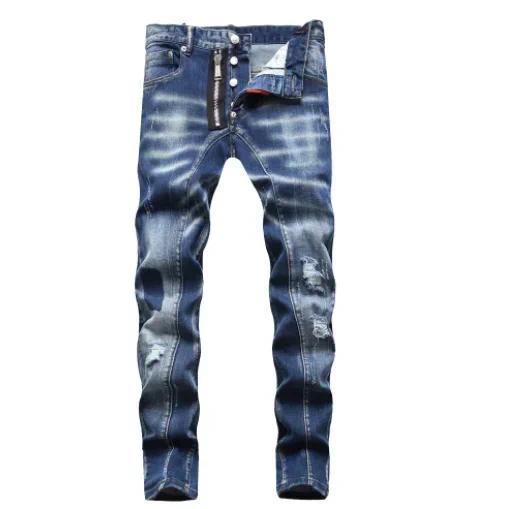 Dsq2 Men's Ripped Jeans Luxury Brand Men Skinny Jeans  Light Blue Holes Long Trousers Quality Male Fashion Stretch Slim Pants D2