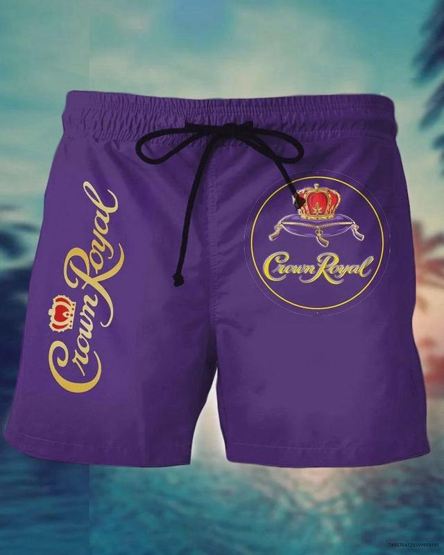 Crown Royal Men's Casual Drinking Print Vacation Beach Shorts, Hawaiian Short Underwear for men Dad Friend, Men 3D Printed Hawaiian Shorts Gift