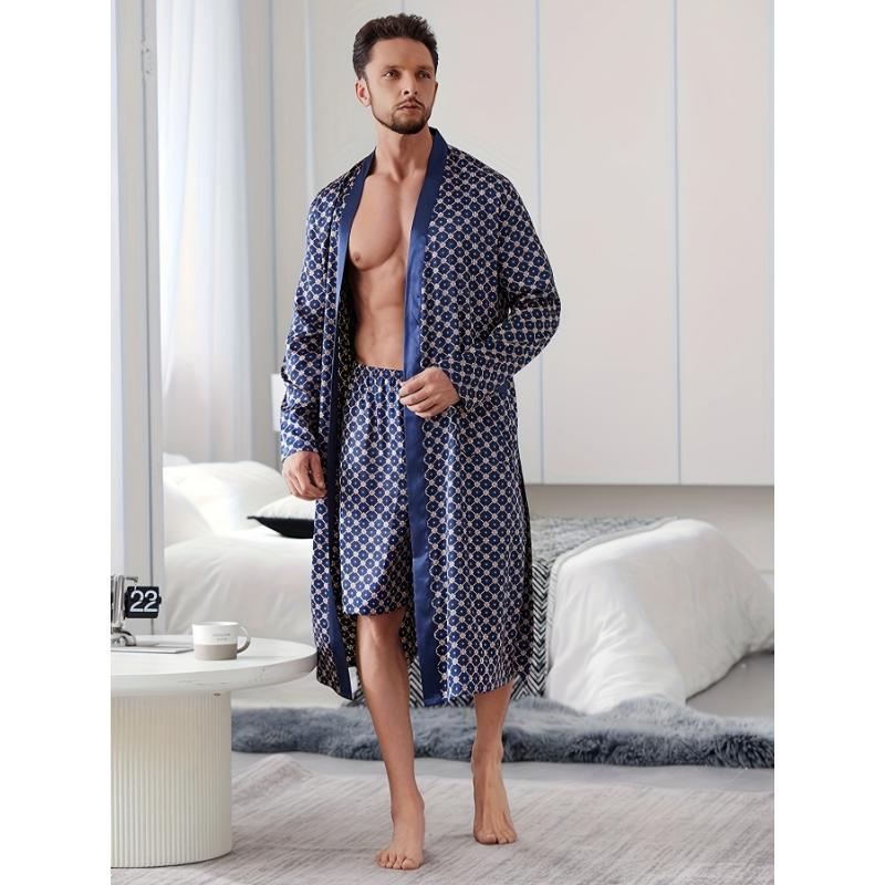 Premium Men's Printed Sleep Robe, Latest Comfort Pajama Set