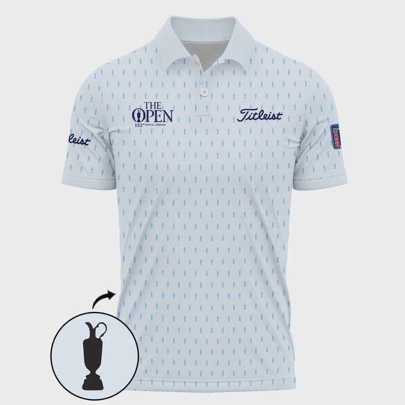 Golf Sport Light Blue Pattern Cup 152nd Open Championship Titleist Polo Shirt All Over Prints