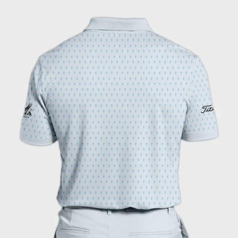 PGA Championship Valhalla Sports Titleist Zipper Polo Shirt Cup Pattern Light Blue Pastel All Over Print Zipper Polo Shirt For Men