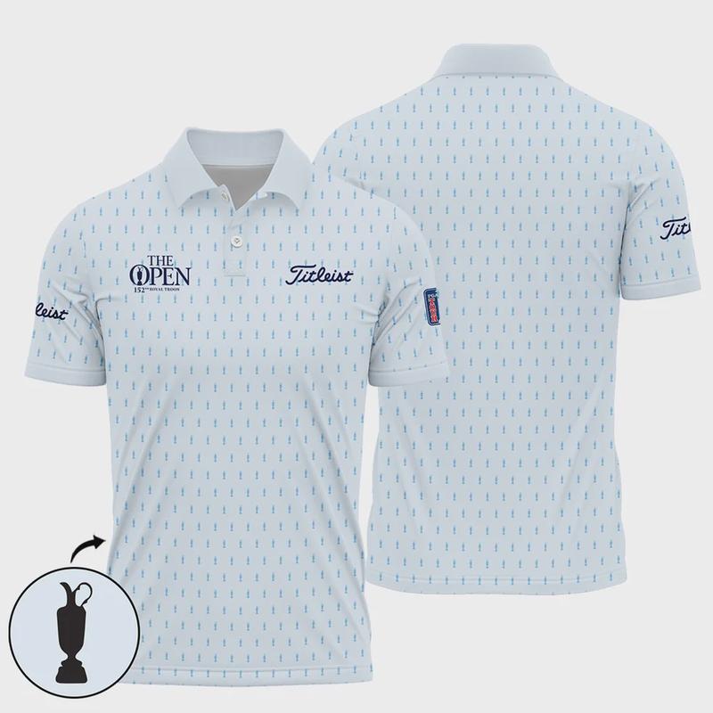 Golf Sport Light Blue Pattern Cup 152nd Open Championship Titleist Polo Shirt All Over Prints