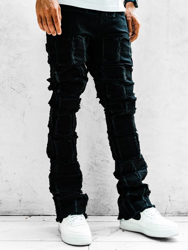 95denim Nala Black Stacked Jeans - Flared Jeans For Men Cotton Menswear Stretch Streetwear