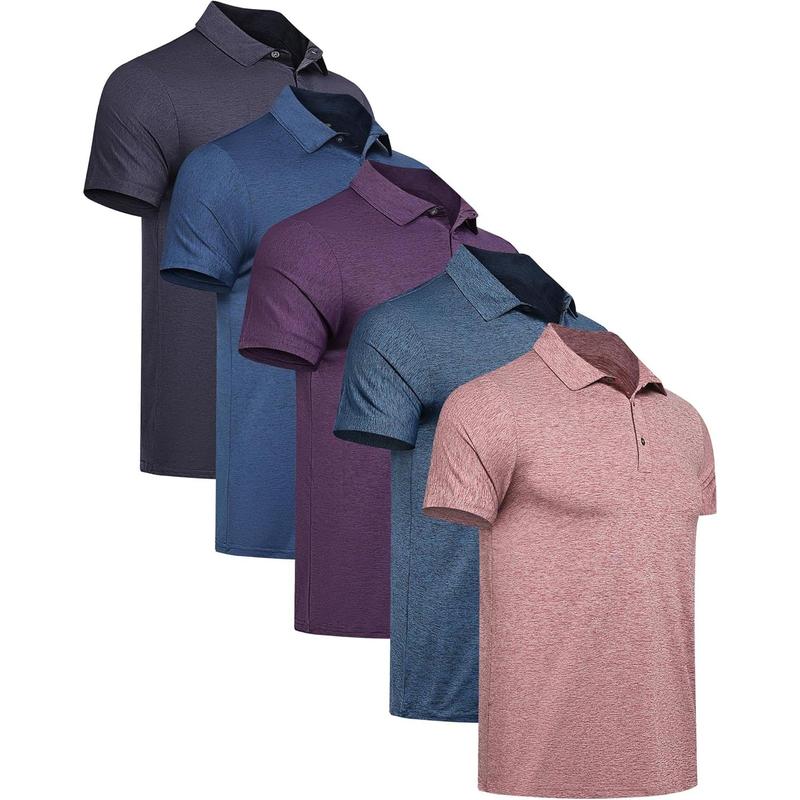 4 5 Pack Mens Polo Shirts Quick Dry Short Sleeve Golf T Shirt Performance Moisture Wicking Casual Workout