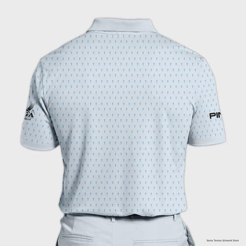 2024 PGA Championship Ping Golf Polo Shirt Light Blue Pastel Golf Cup Pattern All Over Print Polo Shirt For Men