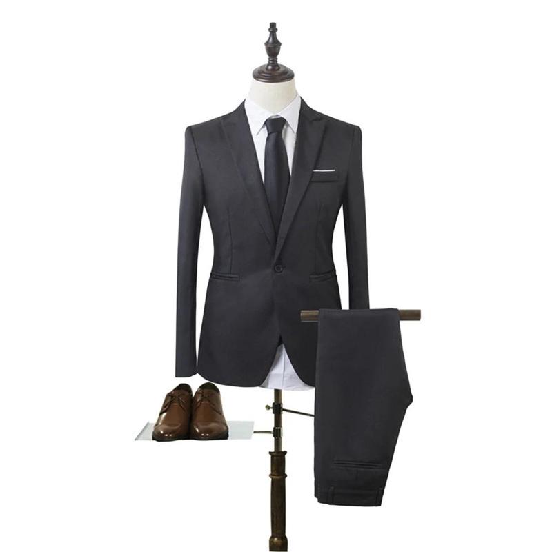 Blazer+Pants 2Pcs set Men's Formal Blazer Jackets Coat Pants Tuxedos Wedding Slim Business Dress Suit Clothing for Man