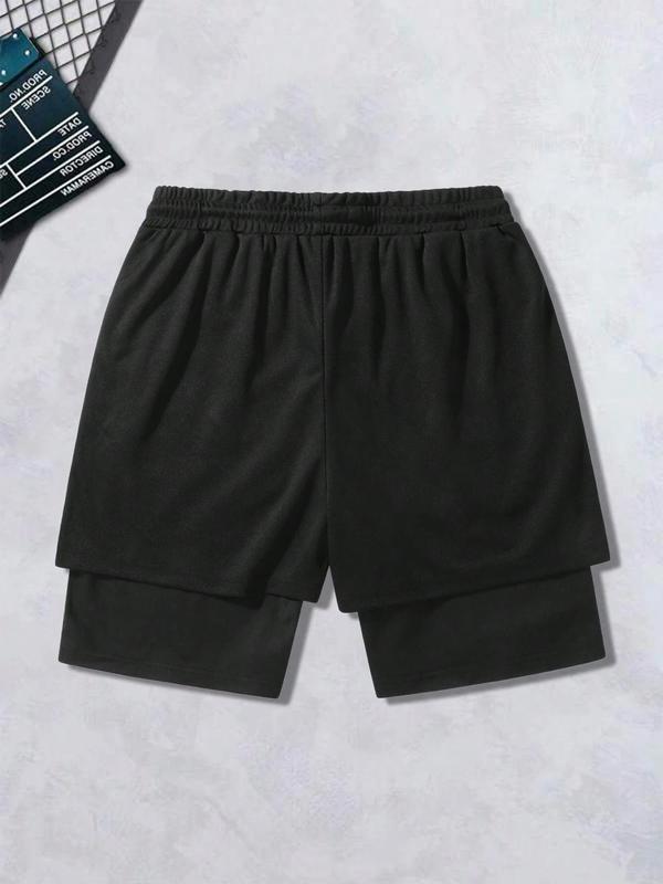 Men's Cross Print 2 in 1 Drawstring Waist Shorts, Casual Pocket Shorts for Daily Wear, Fashion Men's Bottoms for All Seasons