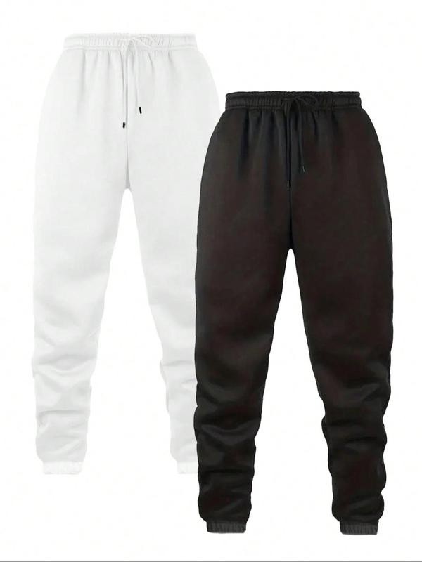 Men's Solid Drawstring Waist Sweatpants, Casual Comfy Pocket Jogger Pants for Fall & Winter, Men's Trousers for Daily Wear