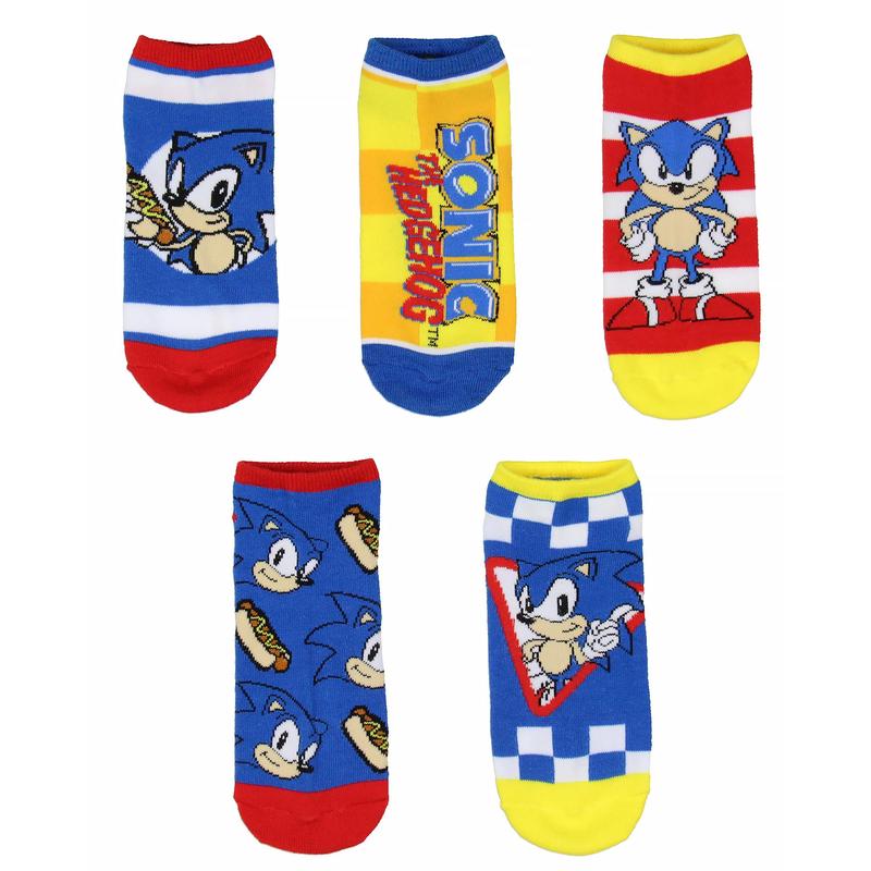 Sonic The Hedgehog Classic Video Game Character No-Show Ankle Socks 5 Pair Pack