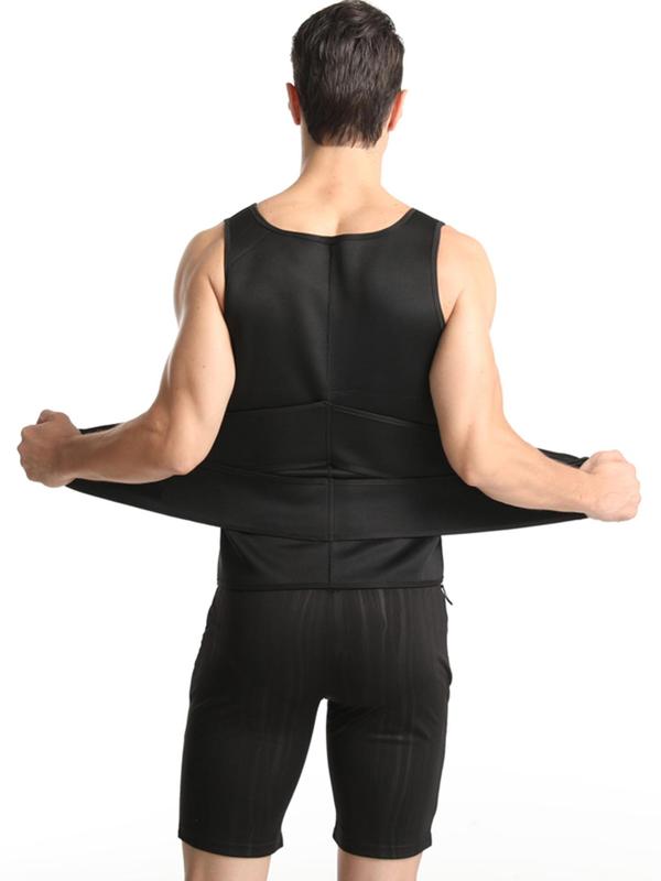 Men's Solid Zip Up Shapewear Vest, Breathable Comfortable Shaper for Daily Wear, Tummy Control Corset for Men