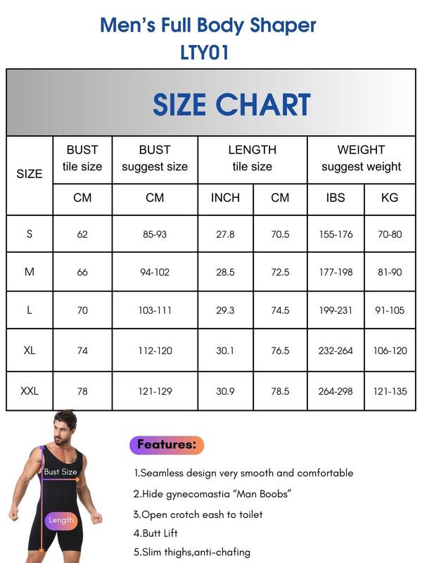 Men's Solid Open Crotch Shapewear Bodysuit, High Stretch Shaper, Tummy Control Butt Lifter, Men's Shapewear for All Seasons