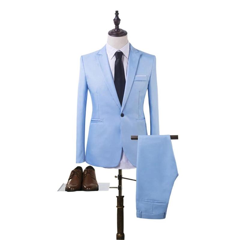 Blazer+Pants 2Pcs set Men's Formal Blazer Jackets Coat Pants Tuxedos Wedding Slim Business Dress Suit Clothing for Man