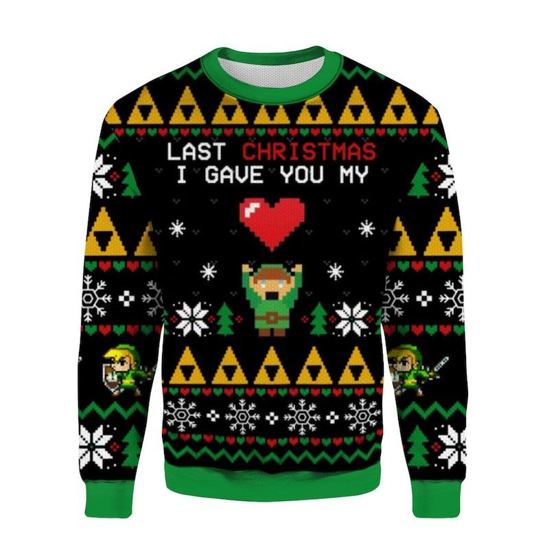 The Legend Of Zelda Christmas Ugly Sweater, Last Christmas I Gave You My Heart Sweater, Link Ugly Sweater, Game Xmas Sweater