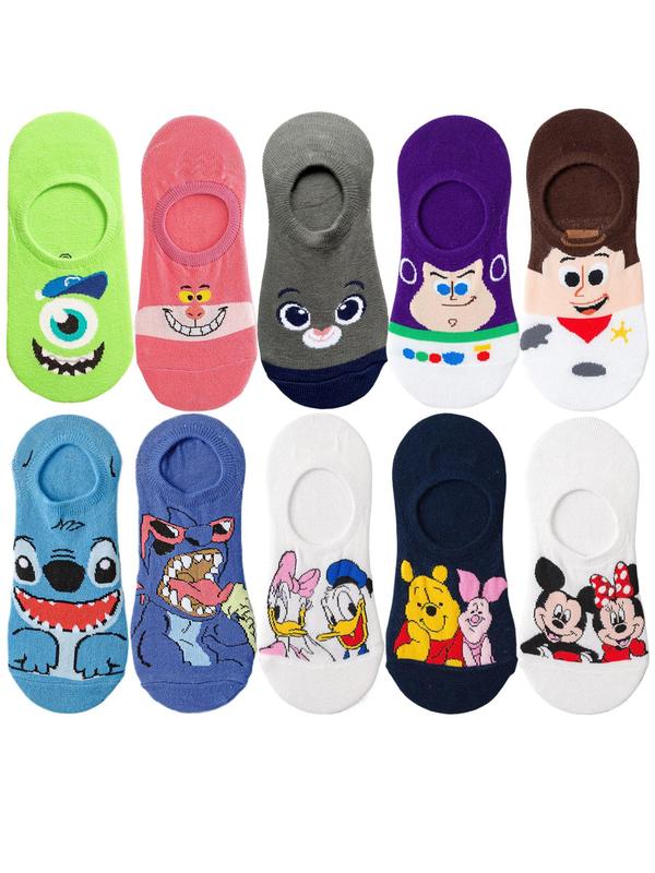 Men's Cartoon Pattern Non-slip Invisible Socks, Cute Comfy Breathable Low Cut Socks, Multipack Socks for Daily Wear