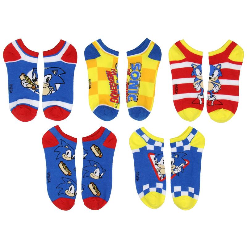 Sonic The Hedgehog Classic Video Game Character No-Show Ankle Socks 5 Pair Pack