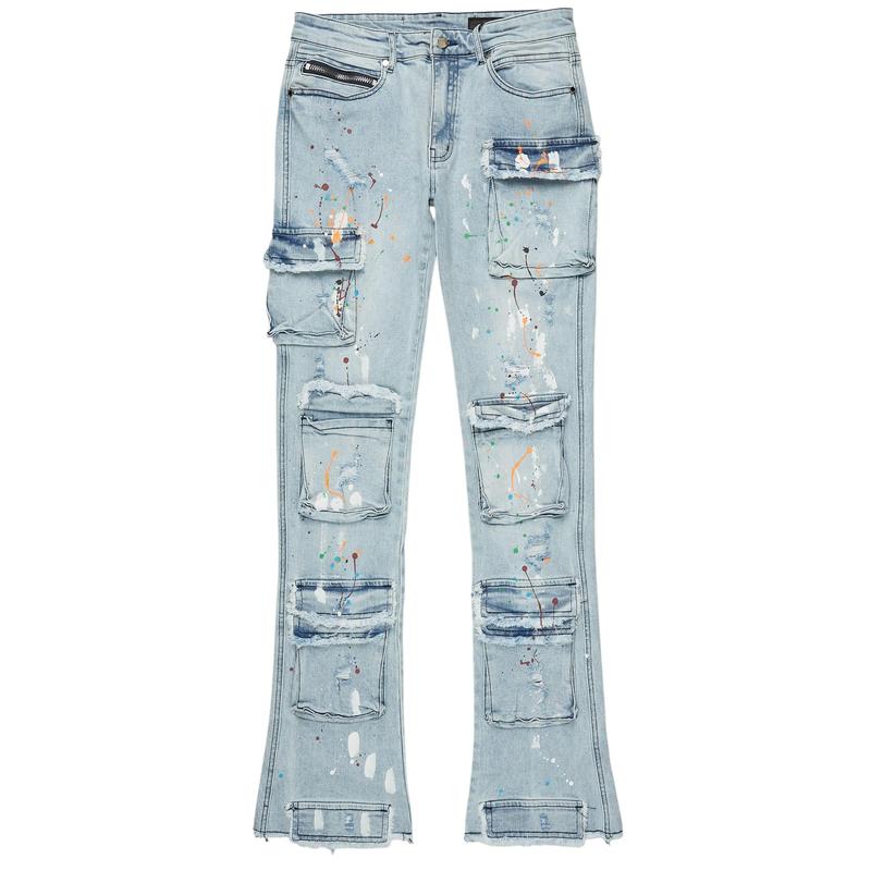 Orien Blue Painter Stacked Flare Jean