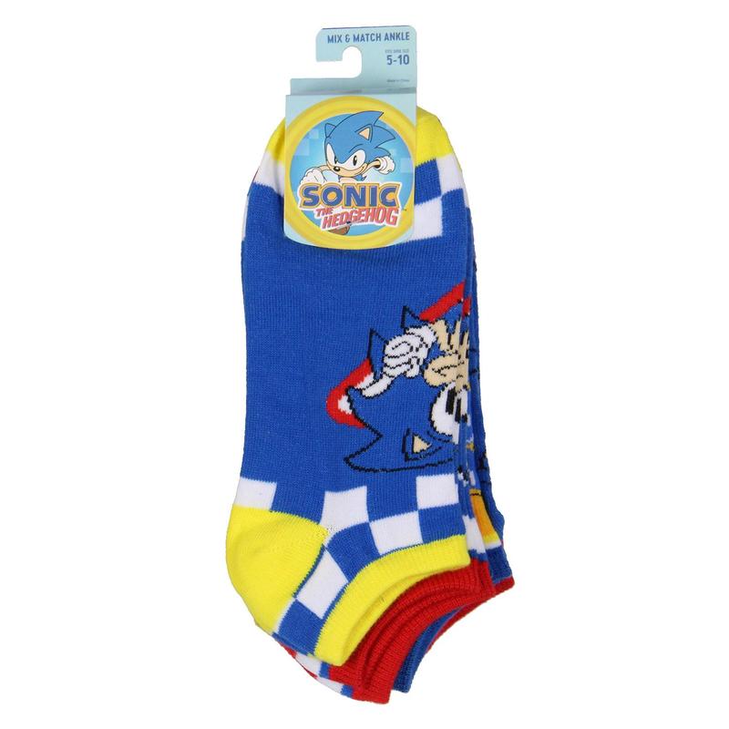 Sonic The Hedgehog Classic Video Game Character No-Show Ankle Socks 5 Pair Pack