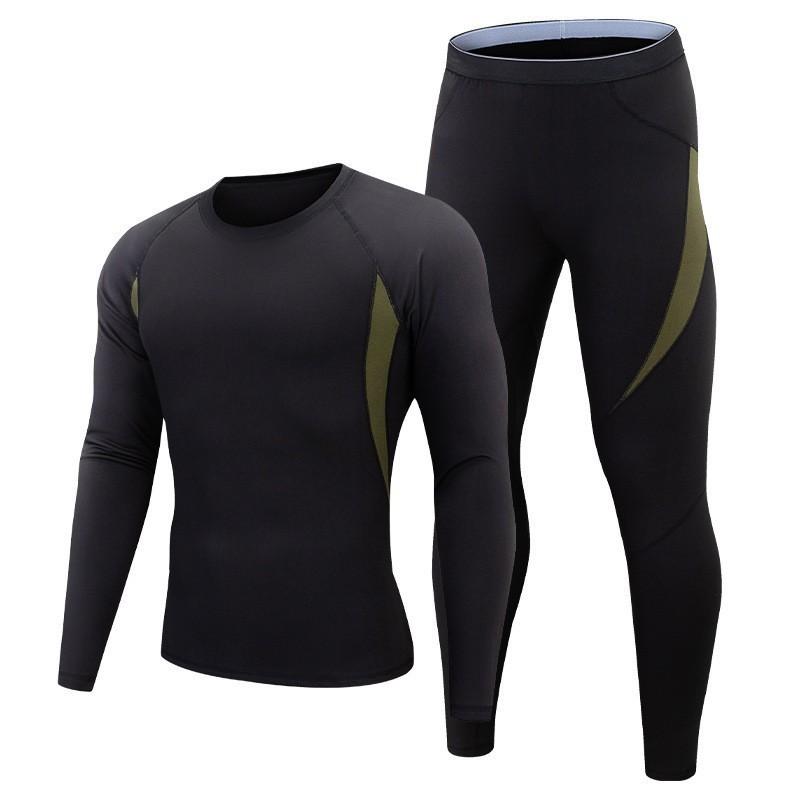 Men's Velvet Thermal Underwear Suit Quick-Drying Sweat Absorbent Wicking Functional Underwear Cycling Fitness Outdoor Sports Suit