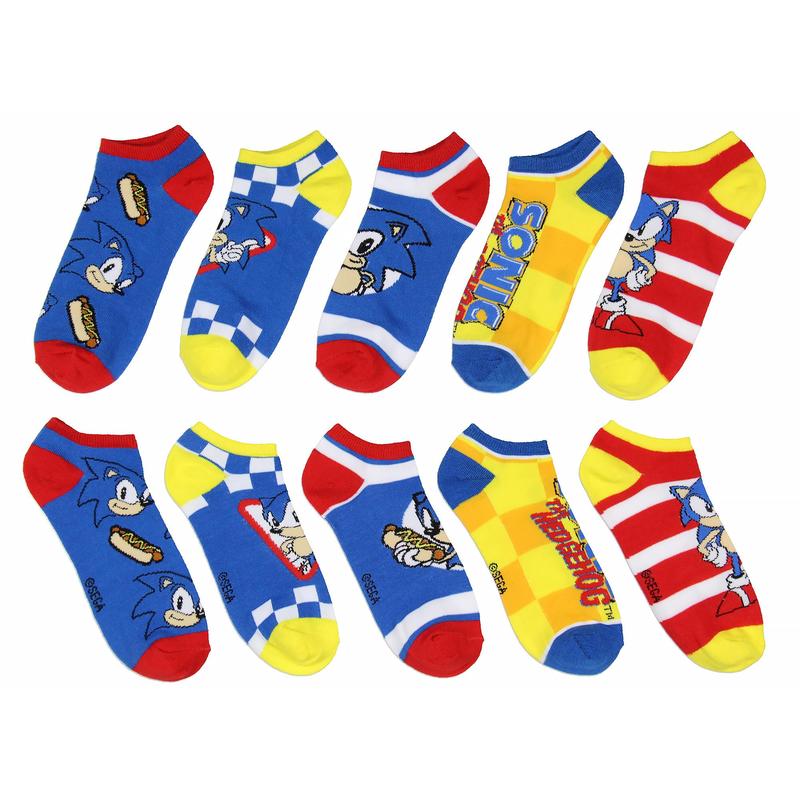 Sonic The Hedgehog Classic Video Game Character No-Show Ankle Socks 5 Pair Pack