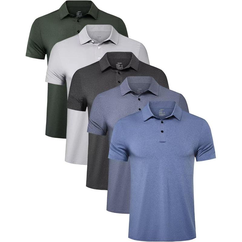 4 5 Pack Mens Polo Shirts Quick Dry Short Sleeve Golf T Shirt Performance Moisture Wicking Casual Workout