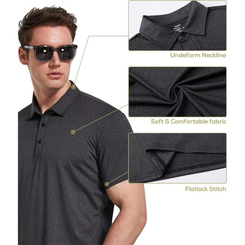 4 5 Pack Mens Polo Shirts Quick Dry Short Sleeve Golf T Shirt Performance Moisture Wicking Casual Workout