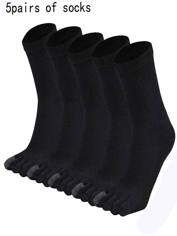 Men's 5 Pairs Colorblock Toe Socks, Casual Soft Comfy Breathable Crew Socks, Men's Socks for All Seasons Daily Wear