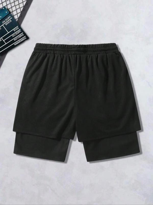 Men's Regular Fit Cross Print 2 in 1 Drawstring Waist Shorts, Casual Pocket Track Shorts for Summer, Fashion Men's Bottoms for Daily Wear, 90s Clothes