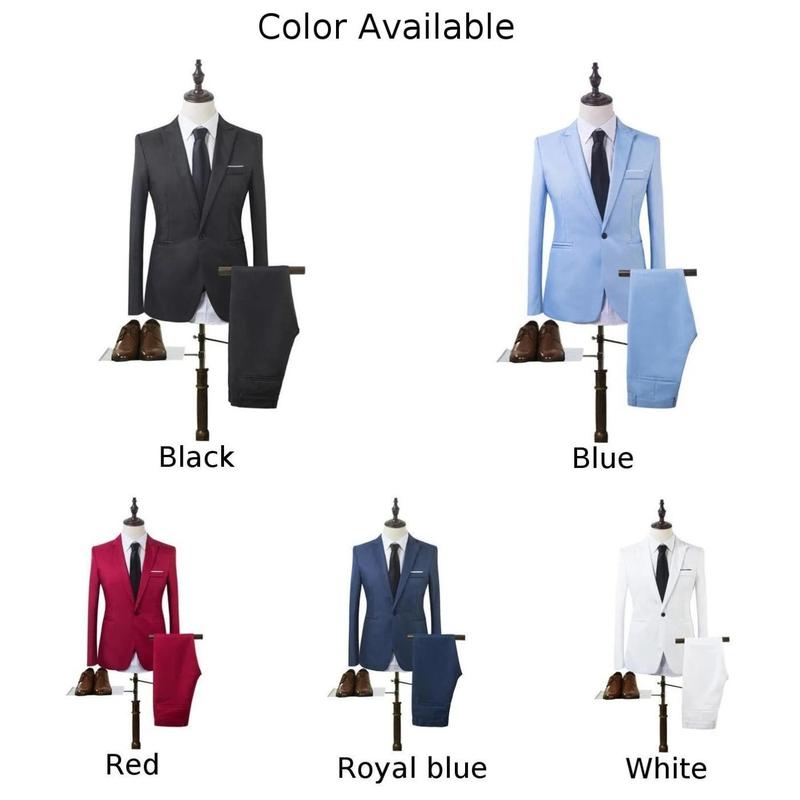 Blazer+Pants 2Pcs set Men's Formal Blazer Jackets Coat Pants Tuxedos Wedding Slim Business Dress Suit Clothing for Man