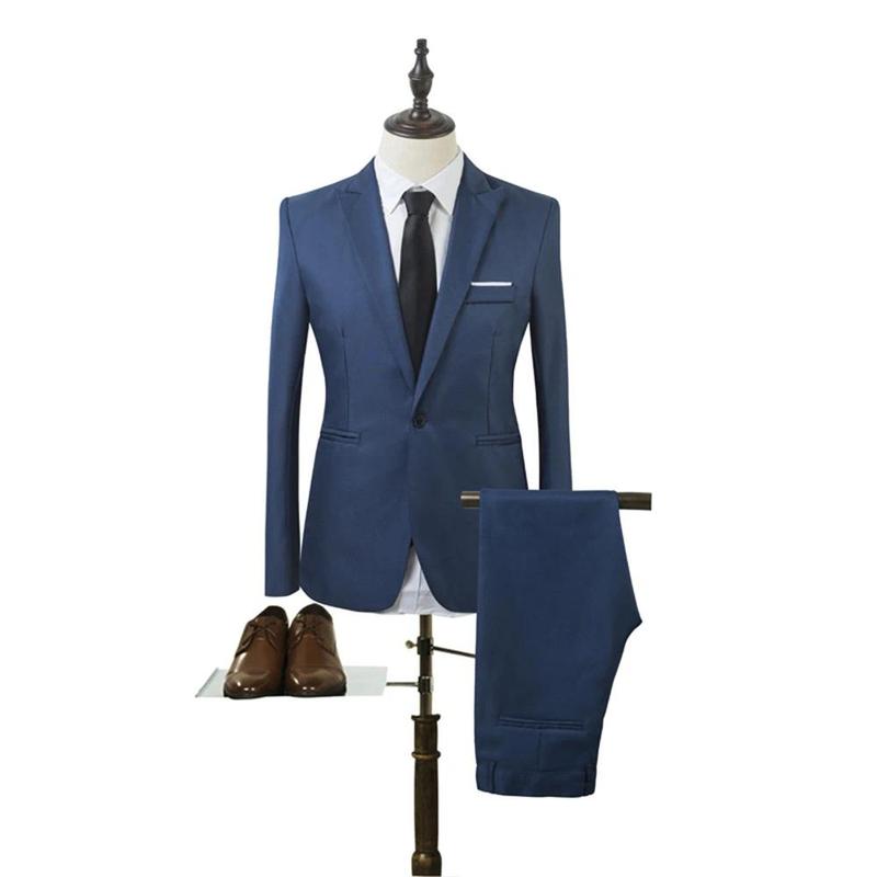 Blazer+Pants 2Pcs set Men's Formal Blazer Jackets Coat Pants Tuxedos Wedding Slim Business Dress Suit Clothing for Man