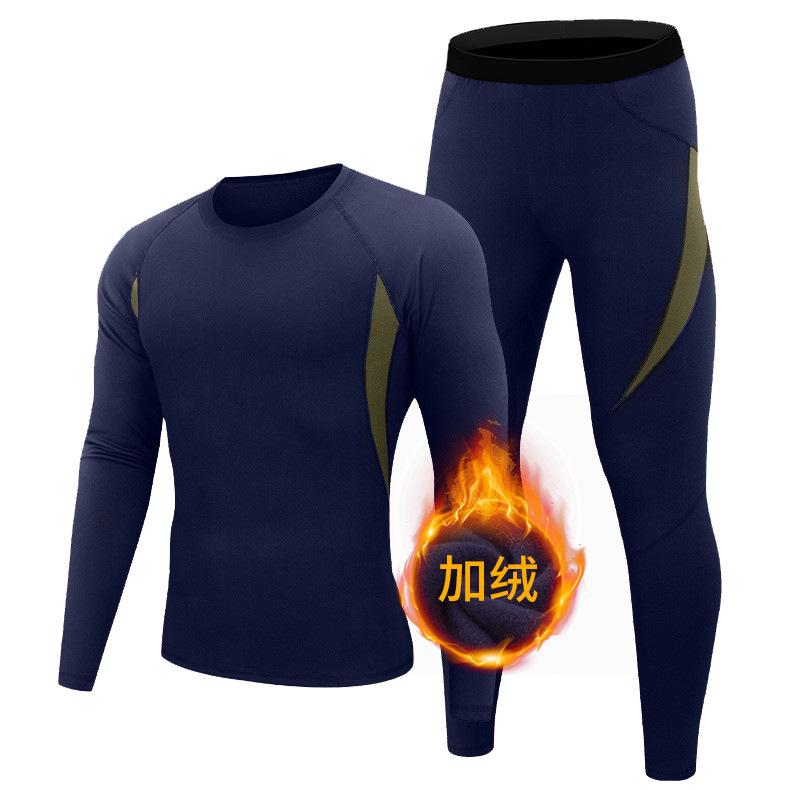 Men's Velvet Thermal Underwear Suit Quick-Drying Sweat Absorbent Wicking Functional Underwear Cycling Fitness Outdoor Sports Suit