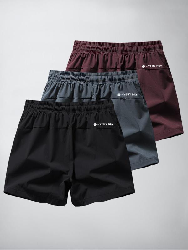 Men's Letter Print Drawstring Waist Shorts, Regular Fit Casual Pocket Beach Shorts for Summer, Men's Bottoms for Daily Wear