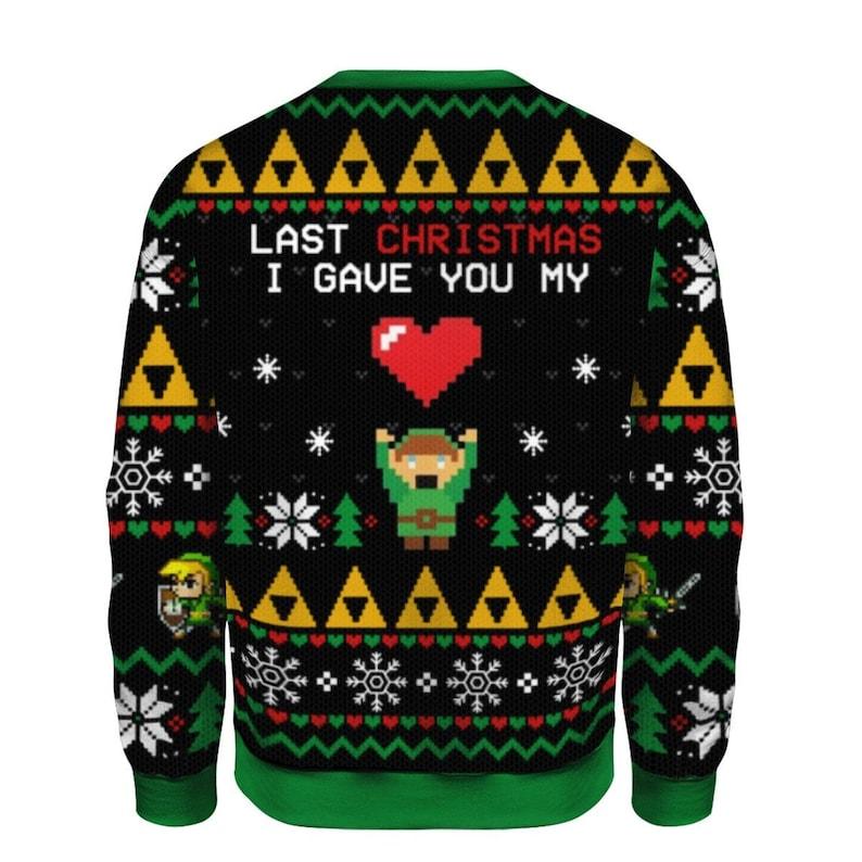 The Legend Of Zelda Christmas Ugly Sweater, Last Christmas I Gave You My Heart Sweater, Link Ugly Sweater, Game Xmas Sweater