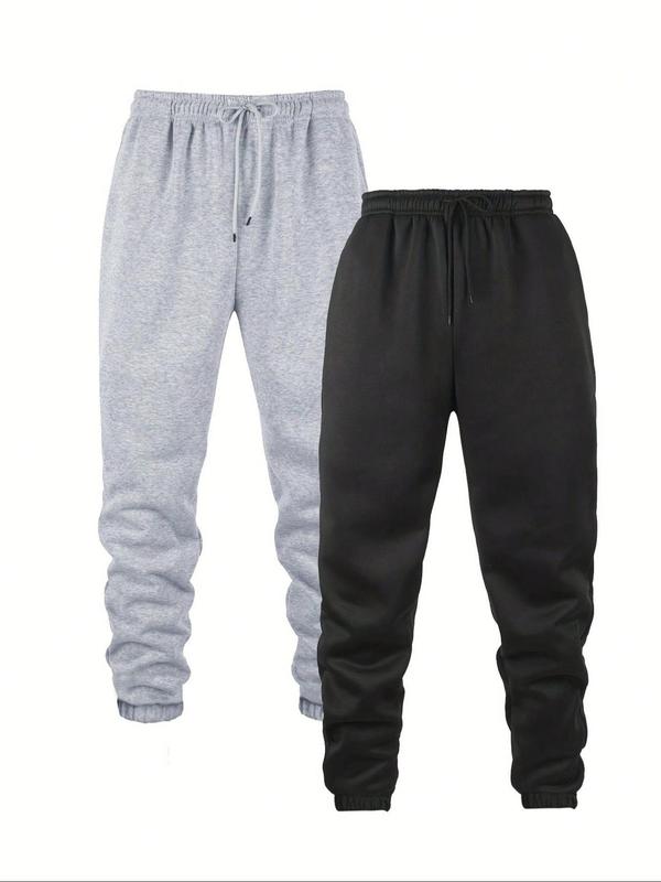 Men's Solid Drawstring Waist Sweatpants, Casual Comfy Pocket Jogger Pants for Fall & Winter, Men's Trousers for Daily Wear