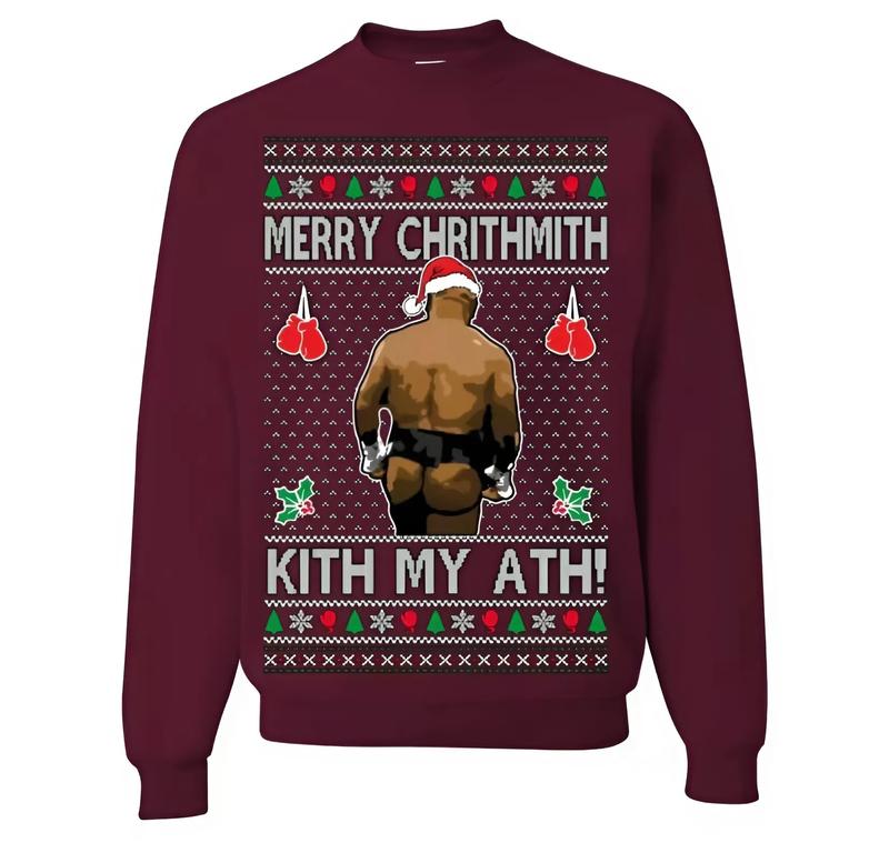 Christmas shirt, Ugly Ath Unisex Sweatshirt, Merry Chrithmith, Mike tyson Christmas, Funny Boxing Fight, Xmas Season, Full Colors, For Men, For Women