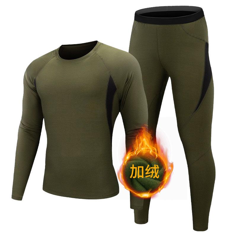 Men's Velvet Thermal Underwear Suit Quick-Drying Sweat Absorbent Wicking Functional Underwear Cycling Fitness Outdoor Sports Suit