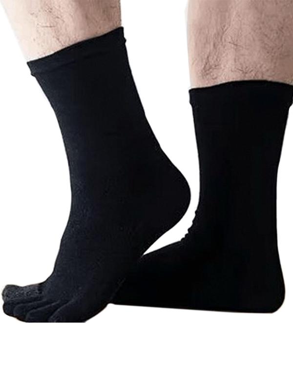 Men's 5 Pairs Colorblock Toe Socks, Casual Soft Comfy Breathable Crew Socks, Men's Socks for All Seasons Daily Wear