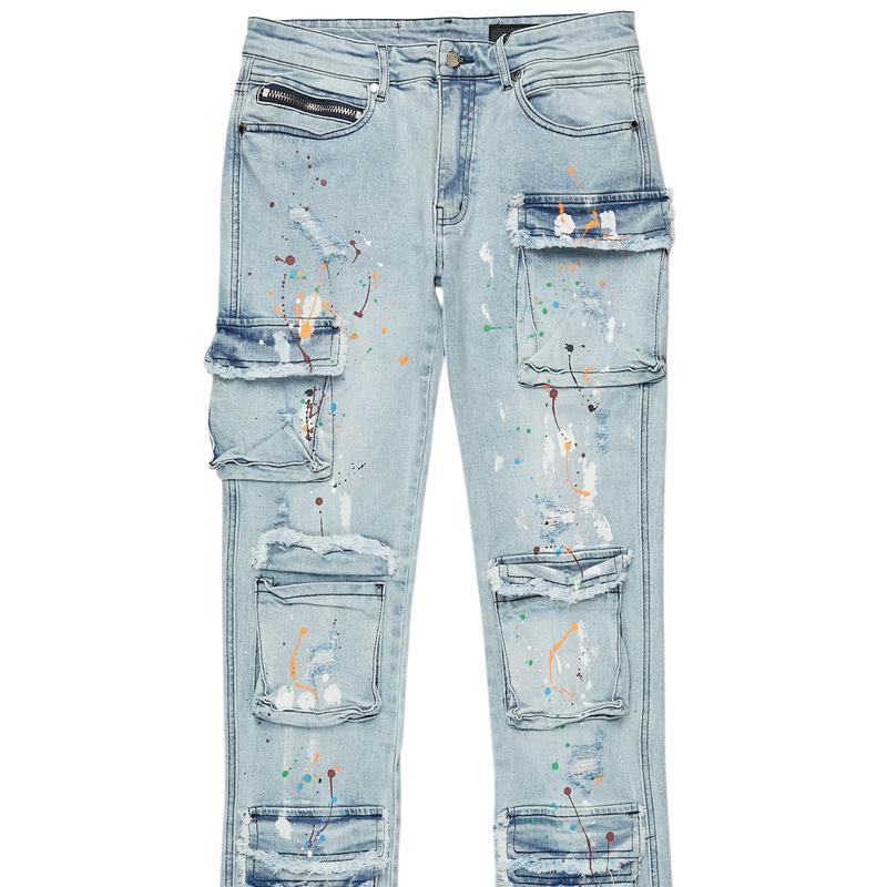 Orien Blue Painter Stacked Flare Jean