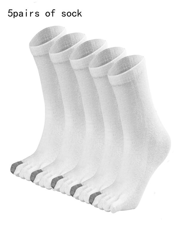 Men's 5 Pairs Colorblock Toe Socks, Casual Soft Comfy Breathable Crew Socks, Men's Socks for All Seasons Daily Wear