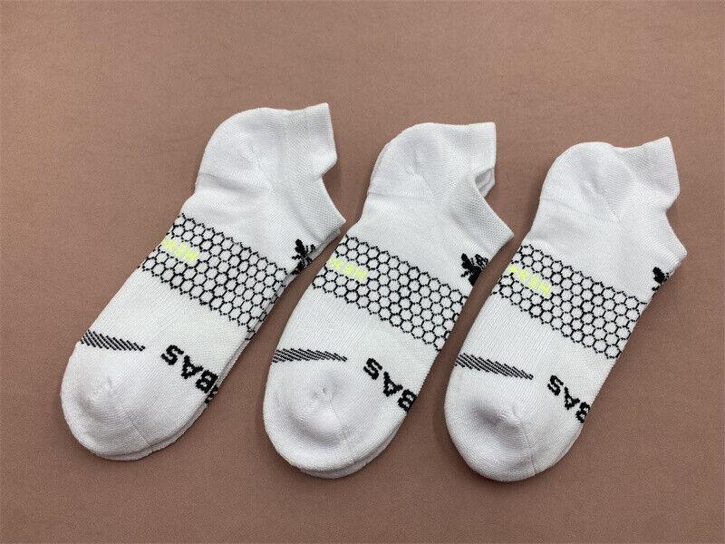 Bombas 3 Pairs Performance Men's Midweight White Ankle Socks Size L