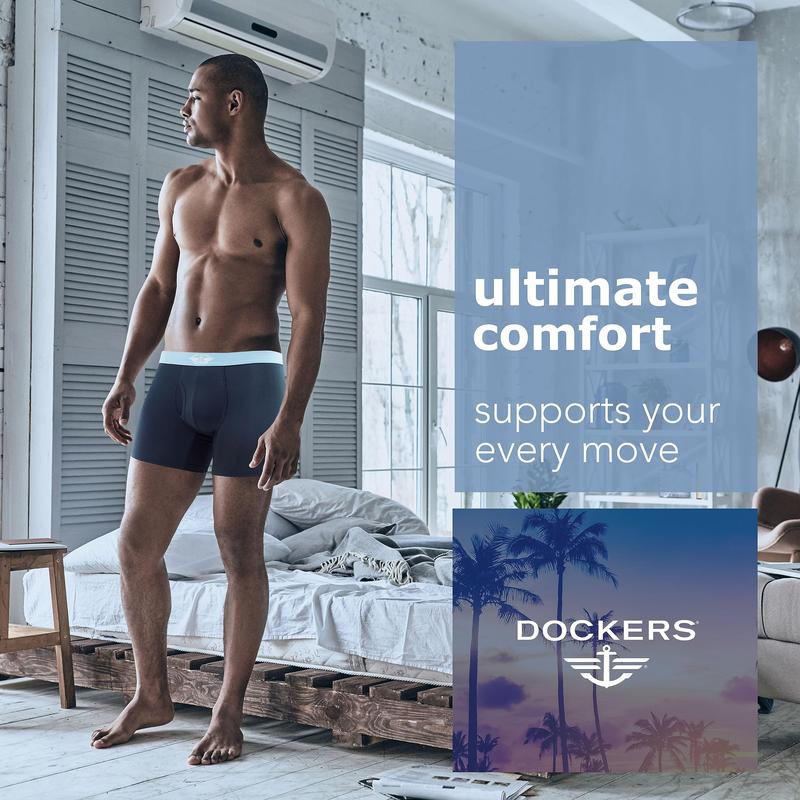 DOCKERS Mens Boxer Briefs Microfiber Men’s Boxers Underwear for Men Pack of 4