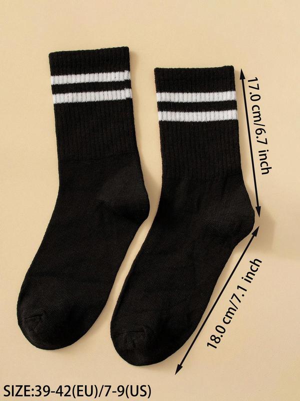 Men's Striped Print Crew Socks, Casual Comfortable Breathable Socks for Daily Wear, Socks for Men, Mid-calf Socks for All Seasons