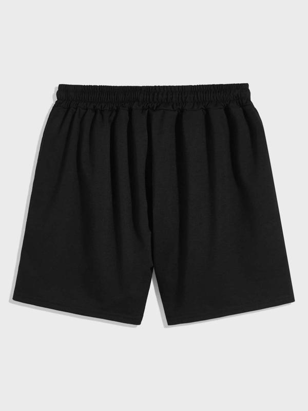 Men's Regular Fit Graphic Drawstring Waist Shorts, Casual Pocket Track Shorts for Summer, Men's Bottoms for Daily Wear