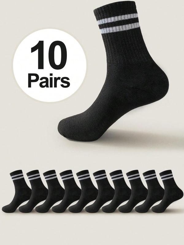 Men's Striped Print Crew Socks, Casual Comfortable Breathable Socks for Daily Wear, Socks for Men, Mid-calf Socks for All Seasons