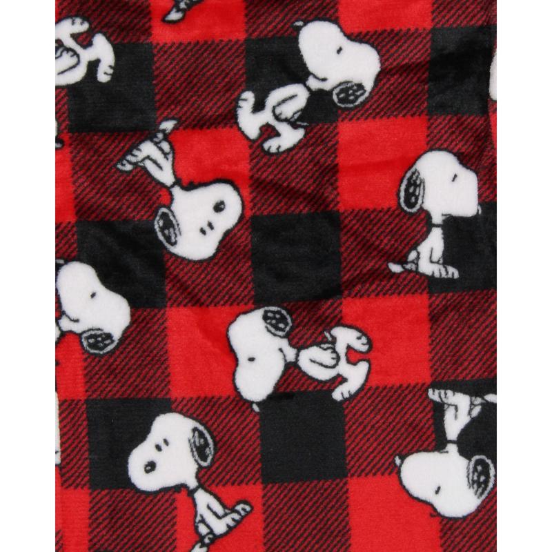 Peanuts Snoopy Men's AOP Character Buffalo Toss Soft Fleece Pajama Pant Lounge Sleep w Side Pockets and Drawstring Waist