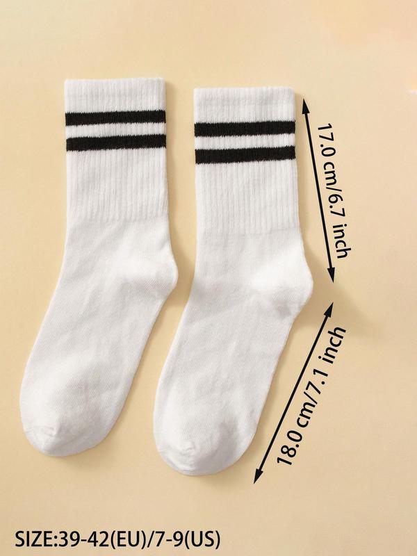 Men's Striped Print Crew Socks, Casual Comfortable Breathable Socks for Daily Wear, Socks for Men, Mid-calf Socks for All Seasons