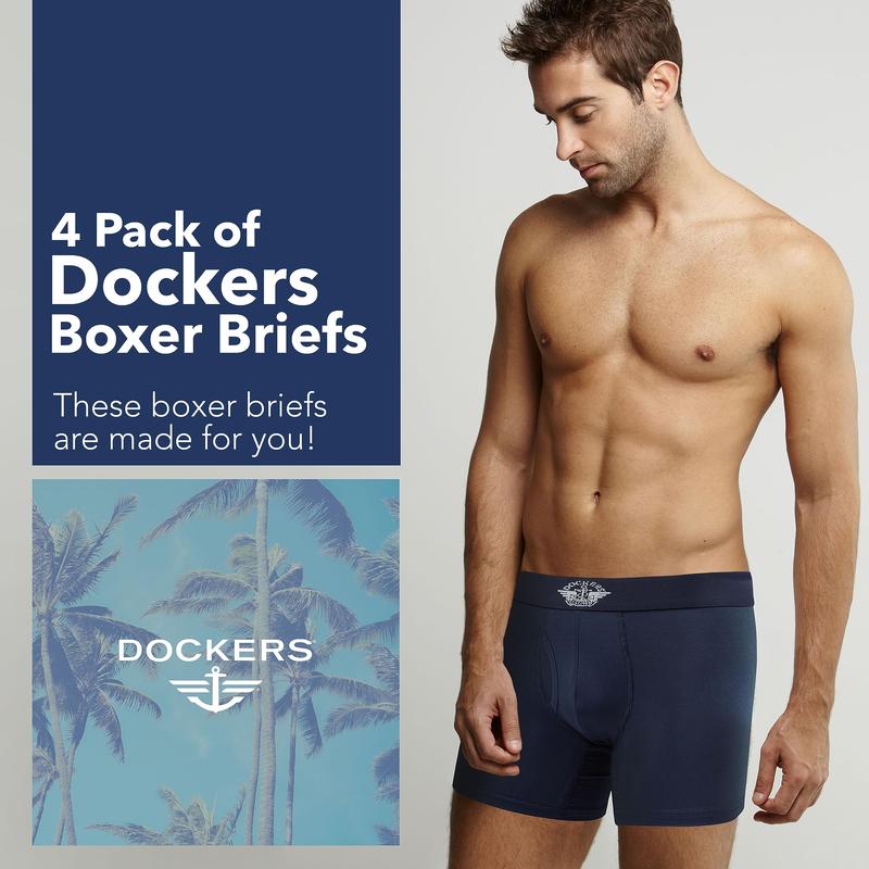 DOCKERS Mens Boxer Briefs Microfiber Men’s Boxers Underwear for Men Pack of 4